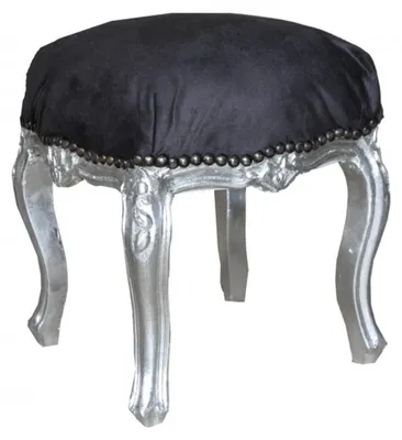 Immagine prodotto di Casa Padrino Sgabello barocco nero/argento altezza 40 cm, larghezza 35 cm