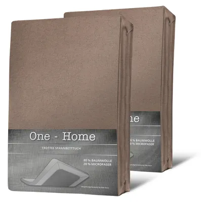 Produktbild von 2er Pack Spannbettlaken FROTTEE 180x200cm - 200x200cm taupe beige Spannbetttuch