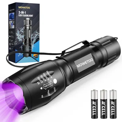 Immagine prodotto di Lampada UV 2-in-1, torcia LED con luce bianca e nera, 395 nm, 4 modalità, per la rilevazione di banconote contraffatte