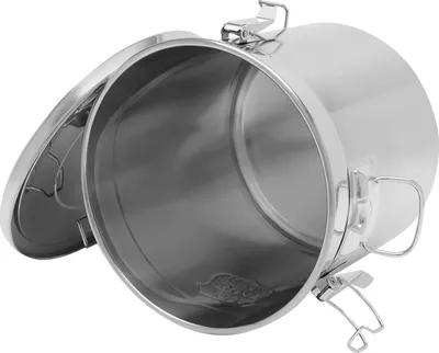 Image de Récipient en acier inoxydable - Seau de conservation - 21–25 l - Couvercle hermétique et poignées - Pour le lait, l'huile, le vin, les aliments - Argent