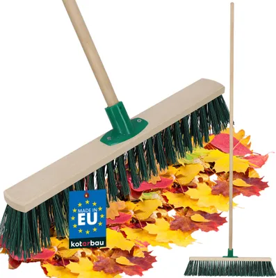 Immagine prodotto di KOTARBAU® Scopa da Esterno 50 cm Spazzolone Per Pavimenti Esterni Spazzolone Scopa Giardino in Legno di Faggio Poliestere Verde con Manico in Legno