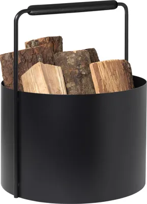 Produktbild von Blomus Holzkorb Ashi, Feuerholzkorb, Kaminholz Aufbewahrung, Stahl pulverbeschichtet, Eiche, Black Oak, 66164