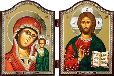 Produktbild von 1449 Gm Von Kazan & Jesus Christus Ikone Diptychon Kazanskaja I Spasitel'