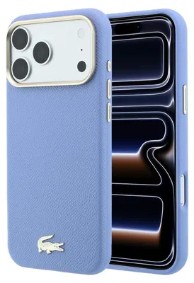Obrázok produktu pre LacostePolyuretánkožený kryt Champs Elysees so zlatým logom MagSafe pre iPhone 18 Pro Max, modrý