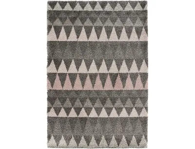 Zdjęcie produktu dla Szaro różowy gruby dywan shaggy do salonu, wzór boho 200x290cm