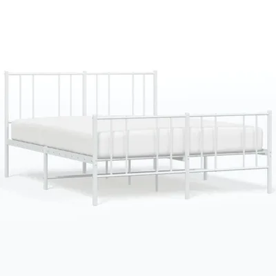 Produktbild von Bettgestell mit Kopf- und Fußteil Metall Weiß 140x200 cm