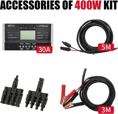 Immagine prodotto di Regolatore di carica solare PWM - Set da 30 A - Connettore USB - Per batteria da 12 V - Spina e cavo - Nero