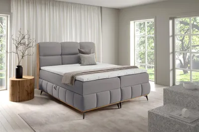 Produktbild von Boxspringbett Schlafzimmerbett CHARLIE PREMIUM 160x200cm Stoff Fibi Dunkelgrau