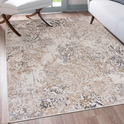 Produktbild von Mazovia Teppich Beige Modern Abstrakt Vintage - Wohnzimmer, Schlafzimmer, Esszimmer, Büro, Kurzflor Rechteckig - ® - 80 x 150 cm