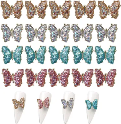 Produktbild von CANDeal 20 Stück Schmetterling Nagel Charms Strass Metall Charms für Nägel Legierung AB Kristalle Edelsteine Diamanten für Nägel Flatback Nail Art Strasssteine für Frauen Mädchen Nägel DIY
