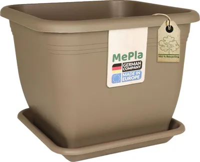 Produktbild von MePla - Set - Pflanzkübel Quadrat 40x40 + Untersetzer 34x34 - taupe