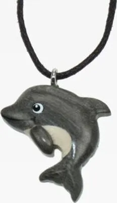 Produktbild von Kette Delfin, Holzanhänger Ketten Modeschmuck Holzkette Delfine Delphin