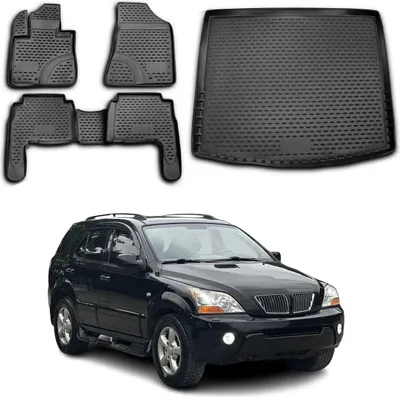 Obrázok produktu pre Sada podlahových rohoží a vložiek do kufra pre Kia Sorento 2009-2014 gumové TPE čierne 5x