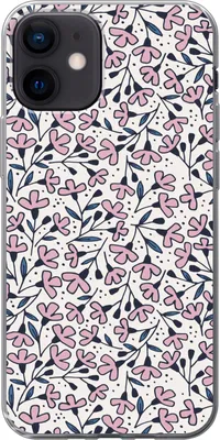 Produktbild von MuchoWow® Handyhülle Schutzhülle Hülle für Telefoonhoesje iPhone 12 Mädchen - Blumen - Rosa - Muster - Mädchen - Kinder - Mädchen Silikon Softcase Handy Hülle - Schutzhülle