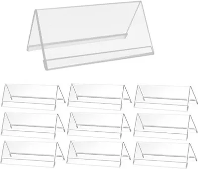 Productafbeelding van Set van 10 Transparante Acryl Tafelstandaarden - Labelhouders 20 x 8 cm