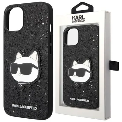 Produktbild von Karl Lagerfeld KLHCN61G2CPK iPhone 11 / Xr 6,1" schwarz/schwarzes Hartschalenetui mit glitzerndem Choupette-Patch Handyhülle