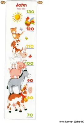 Produktbild von Vervaco Stickpackung Zählmuster Messlatte "Bauernhoftiere"