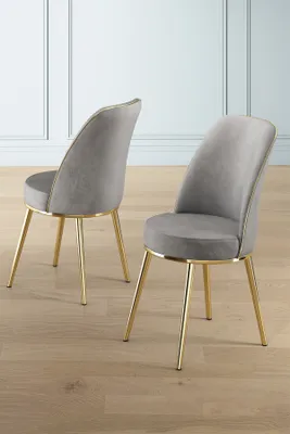 Produktbild von Skye Decor, Pefa - Grey, Gold, Stuhlset (4 Stück), Grau, Rahmen: 100 % METALL, 45 x 91 x 42 cm