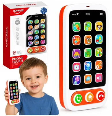 Zdjęcie produktu dla Interaktywny telefon edukacyjny dla dzieci na smartfony wydaje dźwięki i świeci