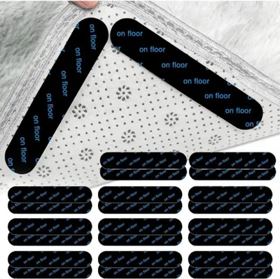 Produktbild von 24 Stück - Anti-Rutsch-Aufkleber - Anti-Rutsch-Pads - Teppichgriff - Für Teppich, Läufer, Duschvorleger und mehr - Anti-Rutsch - -Klebeband Doppelseitig - Schwarz