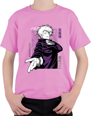 Obrázek produktu pro Jujutsu Kaisen Satoru Gojo Anime Estetika Fanouškovský dárek Fialové Retro Uni Dětské tričko, Růžová, 116 ks
