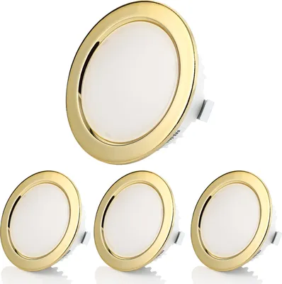 Produktbild von Sweet LED 4x Möbel Einbauleuchte 3,5W 12V Bad Gold Einbaustrahler kaltweiß