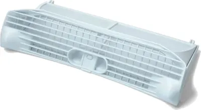 A white lint filter for a dryer, shown from a diagonal angle against a white background.