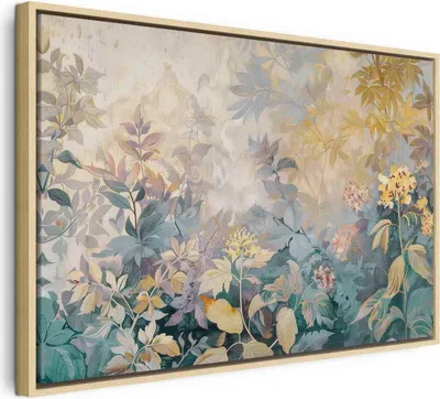 Produktbild von Italienischer Leinwand Leinwandbild - Tapestry Pattern with a Meadow and Flowers Kilim with a Spring Motif 90x60 cm Blumen b-H-10012-b-a