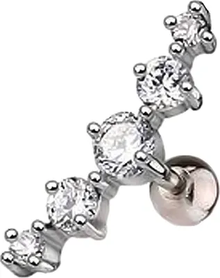 Produktbild von Stück Damen-Ohrstecker mit Strass-Intarsien in Bogenform, Knorpel-Piercing-Schmuck-Weiß