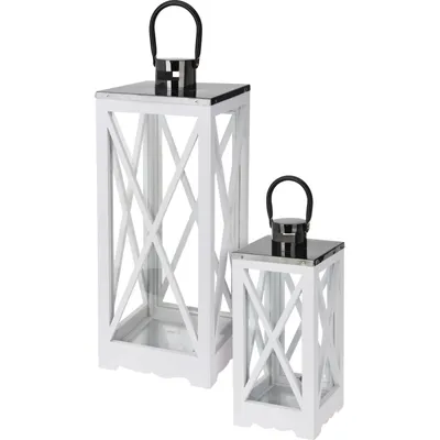 Produktbild von Holzlaternen mit Metallgriffen, 2er-Set