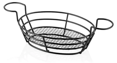 Produktbild von 12 Stück Hähnchenflügelkorb, 37,5 x 20 x 7,5 cm, schwarz pulverbeschichtet, Metall