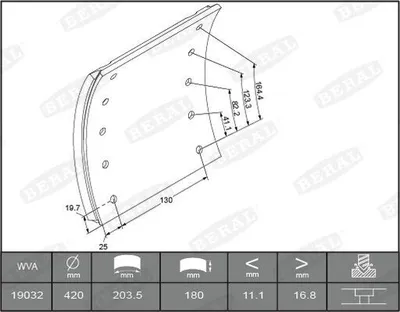 Produktbild von BERAL Bremsbelagsatz Trommelbremse KBL19032.0-1560 17,8mm 180mm 7,68kg