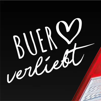 Produktbild von Auto Aufkleber Buer verliebt Herz Stadt Heimat Liebe Car 19x10 cm Weiss Glanz Sticker Heckscheibenaufkleber