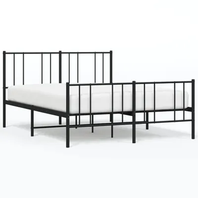 Zdjęcie produktu dla Metalowa Rama Łóżka Z Wezgłowiem I Zanóżkiem, Czarna, 140X190Cm Lumarko!