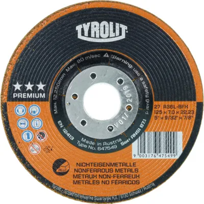 Produktbild von TYROLIT Schruppschleifscheibe PREMIUM***, Scheiben-ØxScheibenbreite: 115X7 mm, 560405 115X7