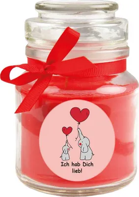 Produktbild von Duftkerze im Bonbonglas "Comic", Duft: Rose ( Rot ), 120g - Brenndauer bis zu 30 Stunden