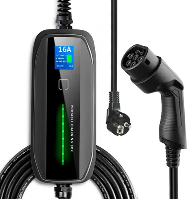 Obrázek produktu pro Extralink BS-PCD030 16A 3,6kW Schuko | Přenosná elektrická nabíječka do auta | 1fázový, 5,5m, LCD, IP67