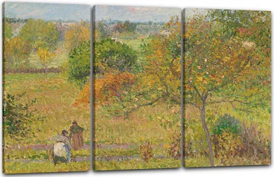 Produktbild von Leinwandbild 3-teilig (120x80cm): Camille Pissarro - AUTOMNE À ERAGNY, echter Holz-Keilrahmen inkl. Aufhänger, handgefertigt in Deutschland