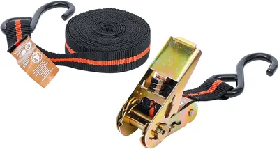 Produktbild von KRAFTMANN 3553 Knarren-Spannband, 5 m lang, 24 mm breit, mit 2 schweren Haken
