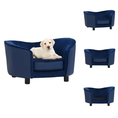 Produktbild von vidaXL Hundesofa Blau 69x49x40 cm Plüsch und Kunstleder - Hundebetten