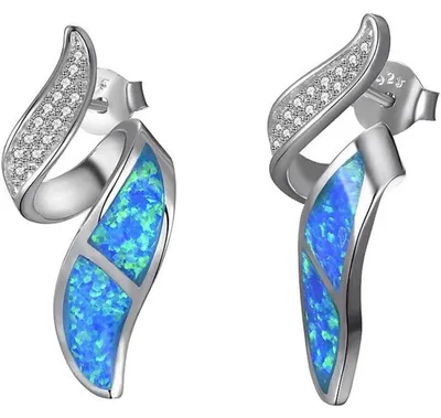 Productafbeelding van Damen oorbellen, 925 sterling zilver, blauwe zirkonia, hangende oorbellen, model FE329