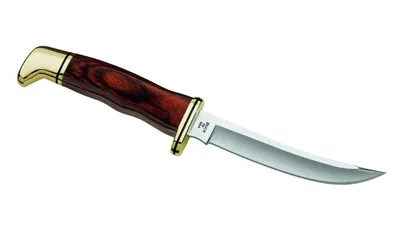 Produktbild von Buck Messer Personal, 420 HC-Stahl, Cocobolo-Holz Griff, Messingbeschläge, braune Lederscheide