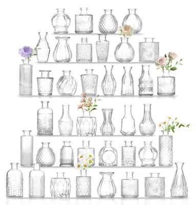 Image de Lot de 36 mini vases en verre pour fleurs