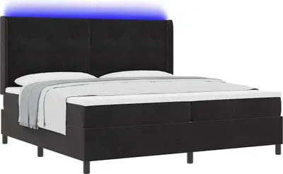 Obrázok produktu pre Posteľ s pružinovým rámom s matracmi Čierna 200 x 200 cm Zamat