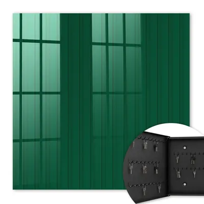 Produktbild von Metall Schlüsselkasten 30 x 30 cm - schwarzer Schlüsselschrank zur Wandmontage - wandhängende Schlüsselbox mit Tür - nach links öffnend - Schlüsselaufbewahrung für Flur - Büro - Arbeitszimmer - Werkstatt - Garage - Grüne Streifen
