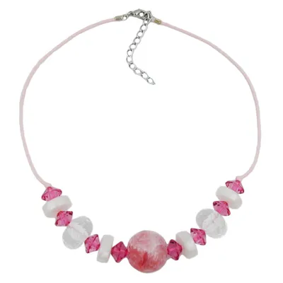 Produktbild von Kette Perle rosa-marmoriert kristal rosa 45 cm