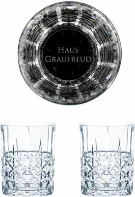 Obrázok produktu pre Sada pohárov na whisky Game of Thrones House Greyjoy, gravírované poháre na whisky, GoT, 2 kusy, krištáľové sklo, 345 ml