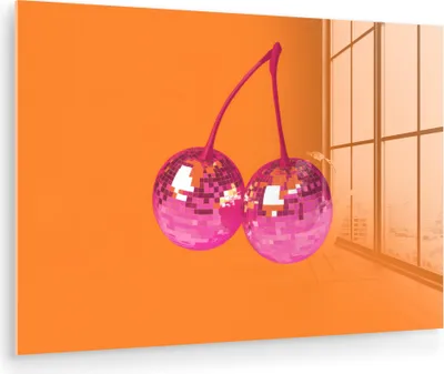 Produktbild von MuchoWow Glasbilder - Bilder auf Wandbild - Foto auf Glas Discokugeln - Kirsche - Spiegel - Rosa 30x20 cm Wanddekoration aus Glas - Acrylglasbild - Acrylbilder - Bilder auf glas wandbild