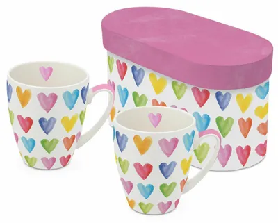 Immagine prodotto di PPD Aquarell Hearts Mug, 2er Set, Tasse, Becher, New Bone China, 350 ml, 160101459