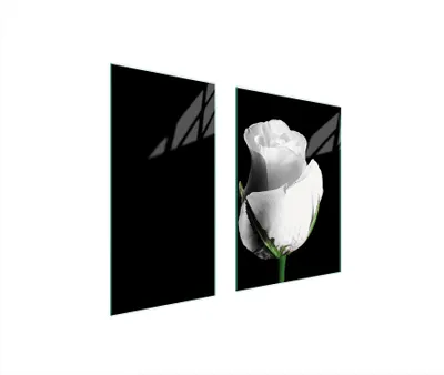 Produktbild von Herdabdeckplatten 2 teilig 75x52 Glaskeramikkochfeld Abdeckung Glas Schneidebrett Rose Schwarz